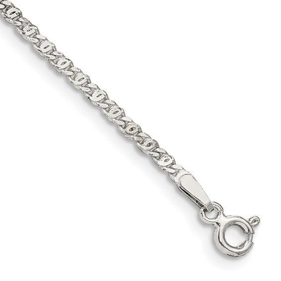 Sterling Silver 2mm Fancy Anchor Pendant Anklet - Seattle Gold Grillz