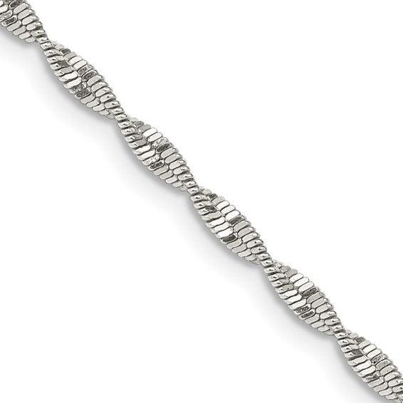 Sterling Silver 2mm Twisted Herringbone Chain - Seattle Gold Grillz