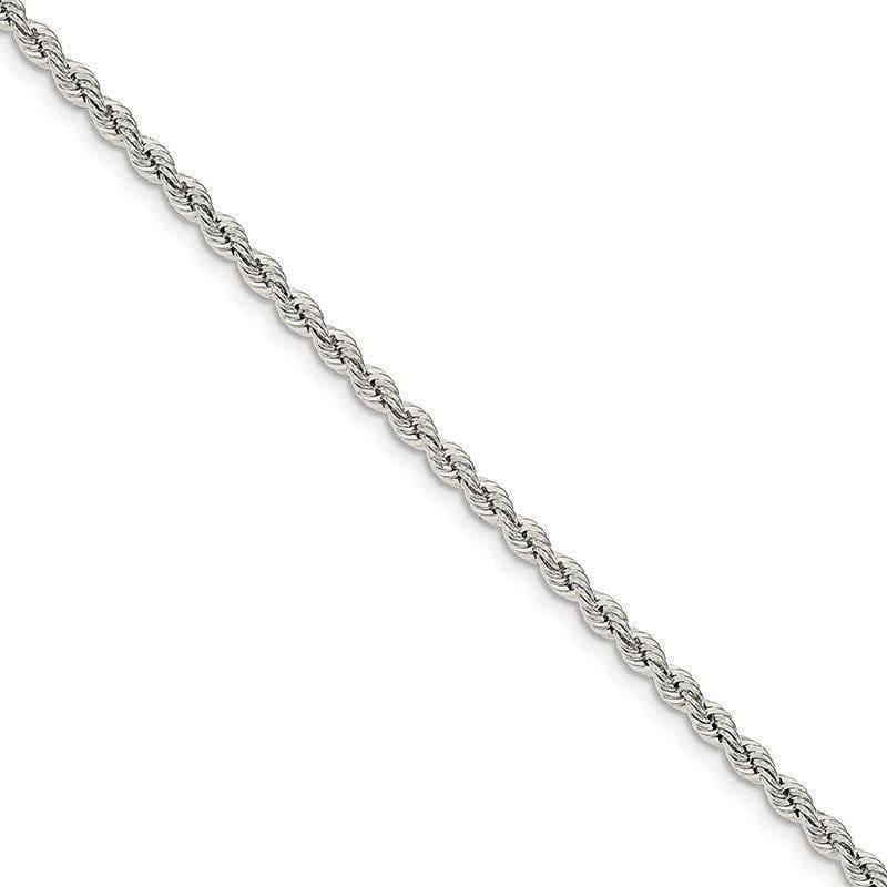 Sterling Silver 3.0mm Solid Rope Bracelet - Seattle Gold Grillz