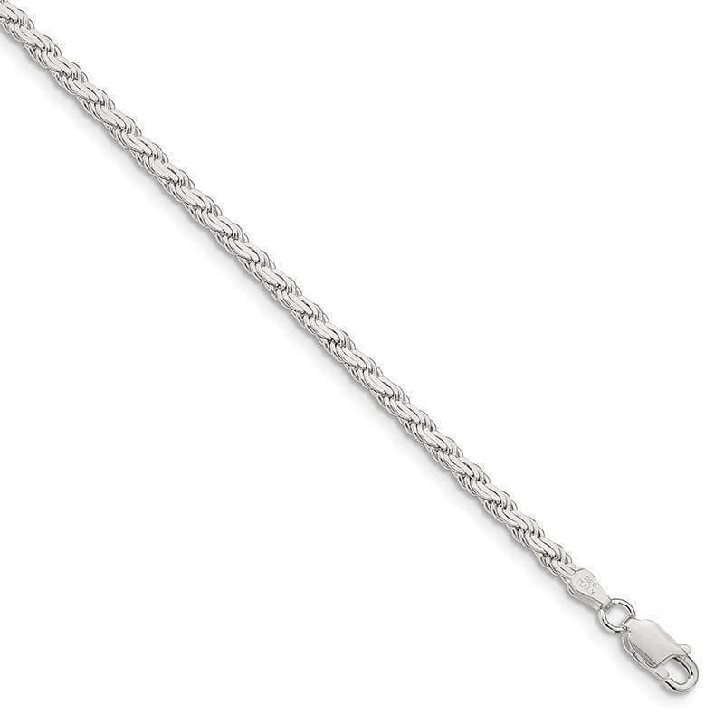Sterling Silver 3.10mm Flat Rope Bracelet - Seattle Gold Grillz