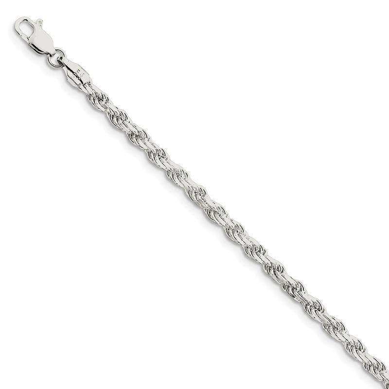 Sterling Silver 3.5mm Diamond-cut Rope Bracelet - Seattle Gold Grillz