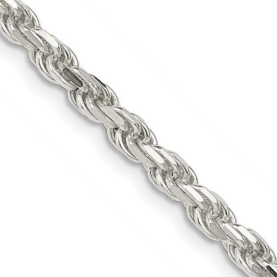 Sterling Silver 3.5mm Diamond-cut Rope Chain - Seattle Gold Grillz