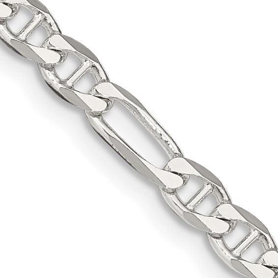 Sterling Silver 3.75mm Figaro Anchor Chain - Seattle Gold Grillz