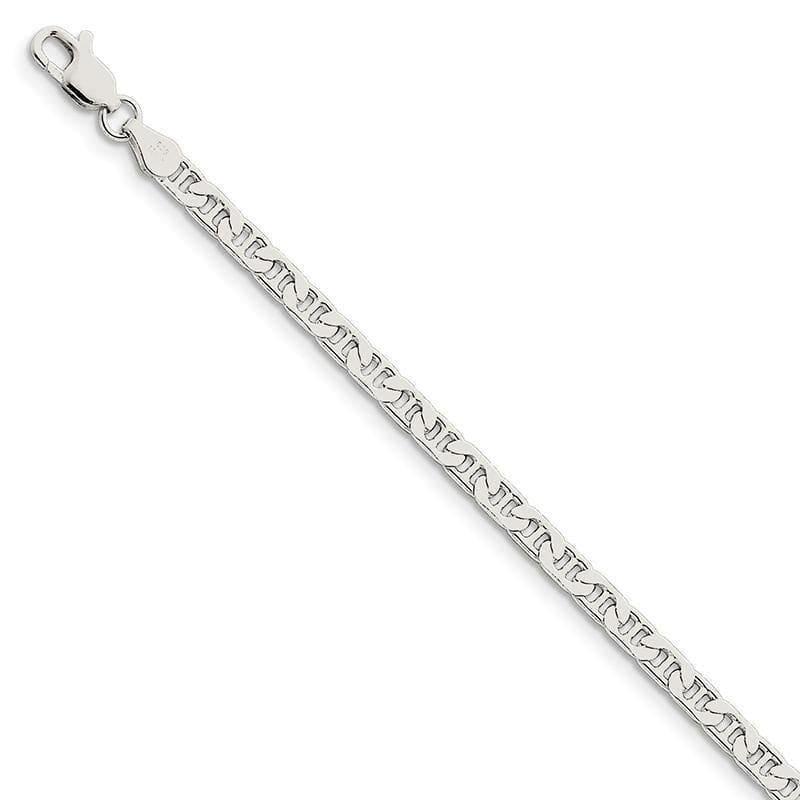 Sterling Silver 3.75mm Flat Anchor Bracelet - Seattle Gold Grillz