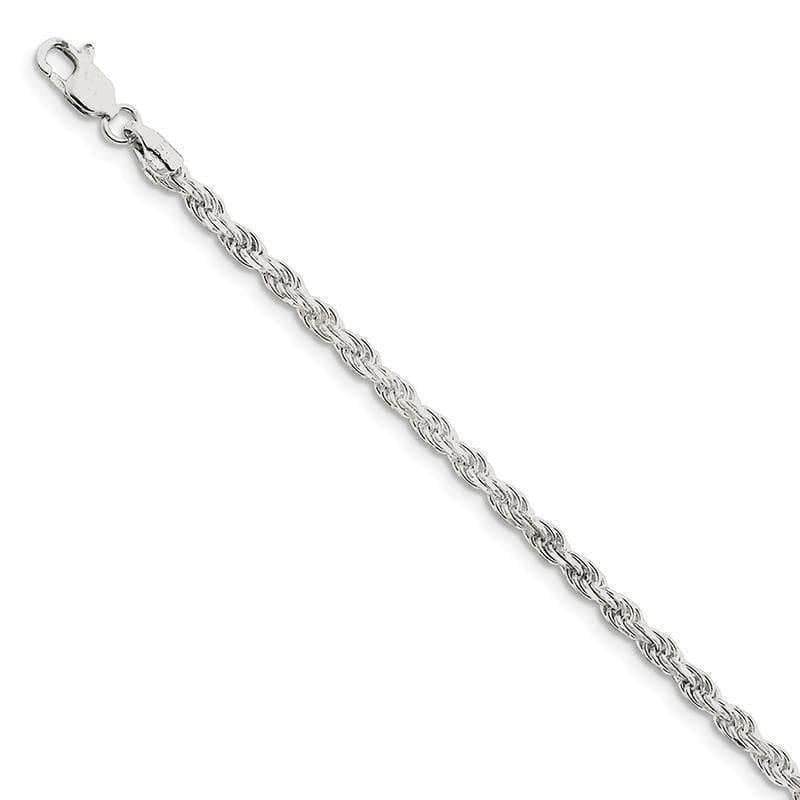 Sterling Silver 3mm Diamond-cut Rope Bracelet - Seattle Gold Grillz