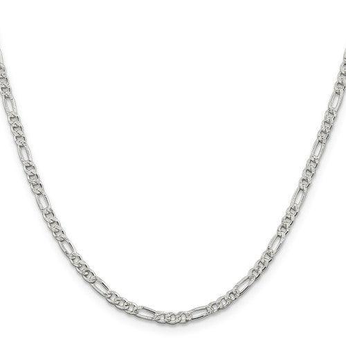 Sterling Silver 3mm Pave Figaro Chain - Seattle Gold Grillz