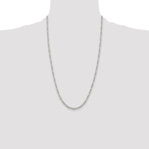 Sterling Silver 3mm Pave Figaro Chain - Seattle Gold Grillz