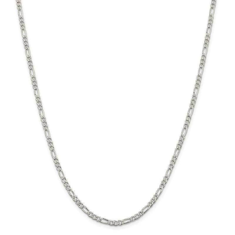 Sterling Silver 3mm Pave Figaro Chain - Seattle Gold Grillz