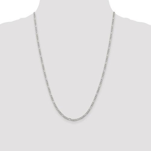 Sterling Silver 3mm Pave Figaro Chain - Seattle Gold Grillz