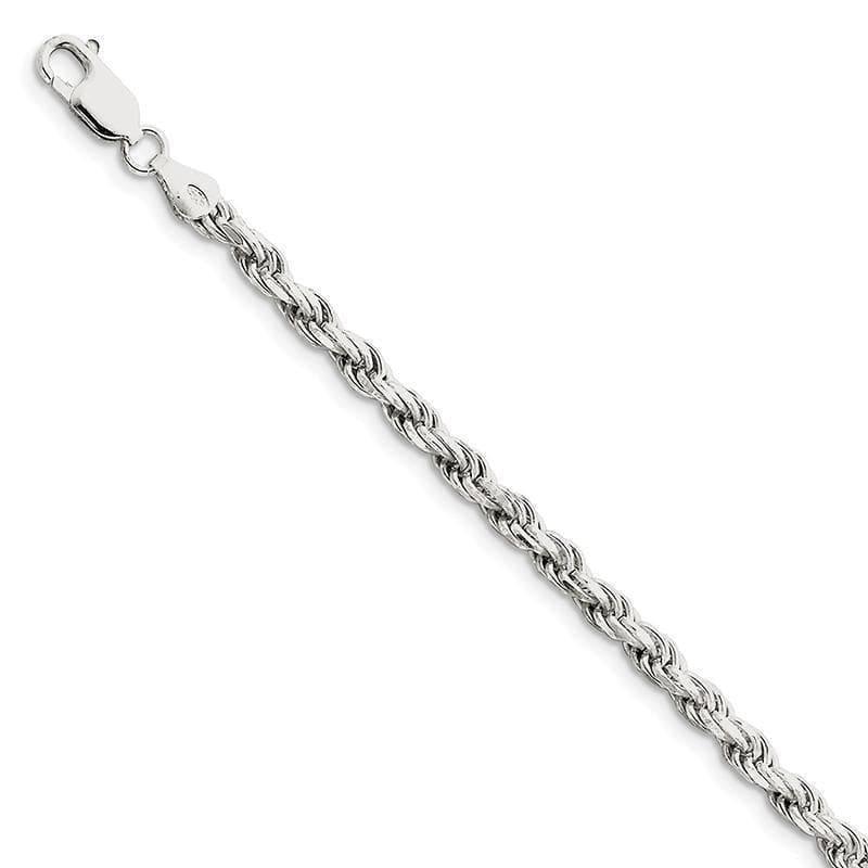 Sterling Silver 4.25mm Diamond-cut Rope Bracelet - Seattle Gold Grillz