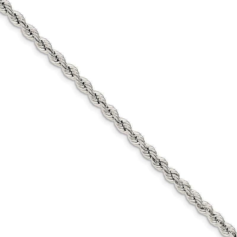 Sterling Silver 4.3mm Solid Rope Bracelet - Seattle Gold Grillz