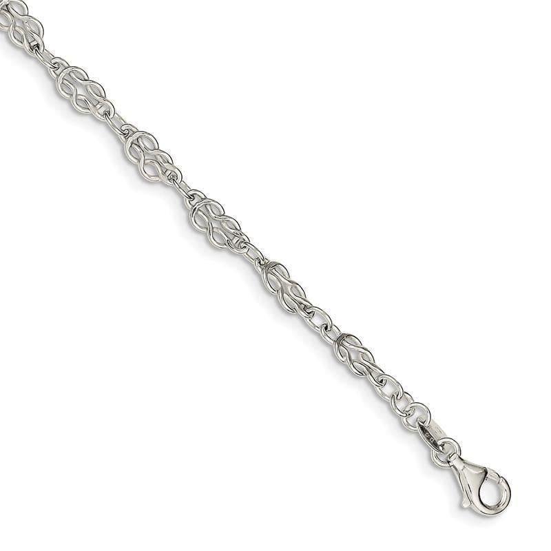 Sterling Silver 4.5mm Herculean Knot Link Bracelet | Weight: 4.09 grams, Length: 7.25mm, Width: mm - Seattle Gold Grillz