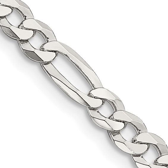 Sterling Silver 4.5mm Polished Flat Figaro Chain - Seattle Gold Grillz