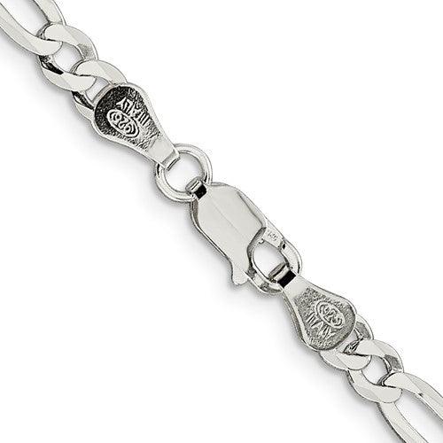 Sterling Silver 4.5mm Polished Flat Figaro Chain - Seattle Gold Grillz