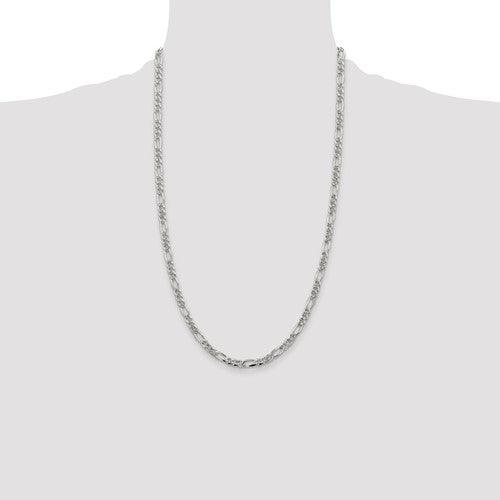 Sterling Silver 4.75mm Pave Flat Figaro Chain - Seattle Gold Grillz