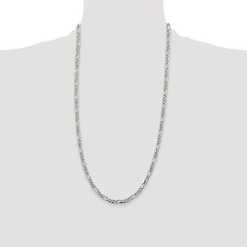 Sterling Silver 4.75mm Pave Flat Figaro Chain - Seattle Gold Grillz