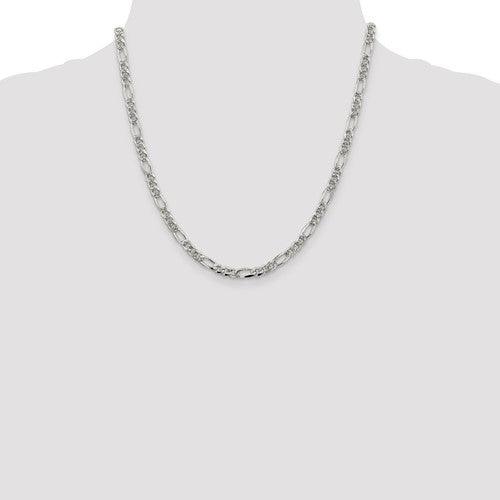 Sterling Silver 4.75mm Pave Flat Figaro Chain - Seattle Gold Grillz