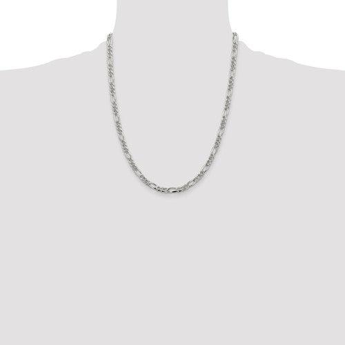 Sterling Silver 4.75mm Pave Flat Figaro Chain - Seattle Gold Grillz