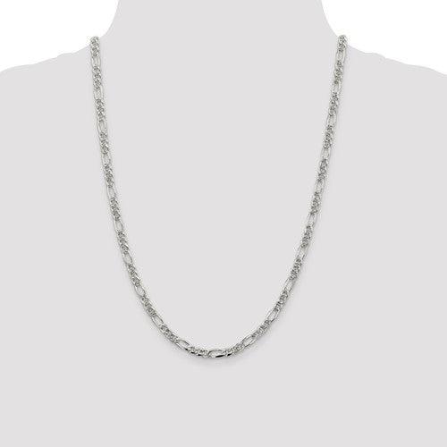 Sterling Silver 4.75mm Pave Flat Figaro Chain - Seattle Gold Grillz