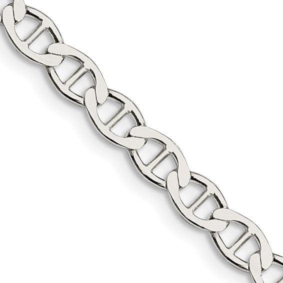 Sterling Silver 4.75mm Semi-Solid Flat Anchor Chain - Seattle Gold Grillz