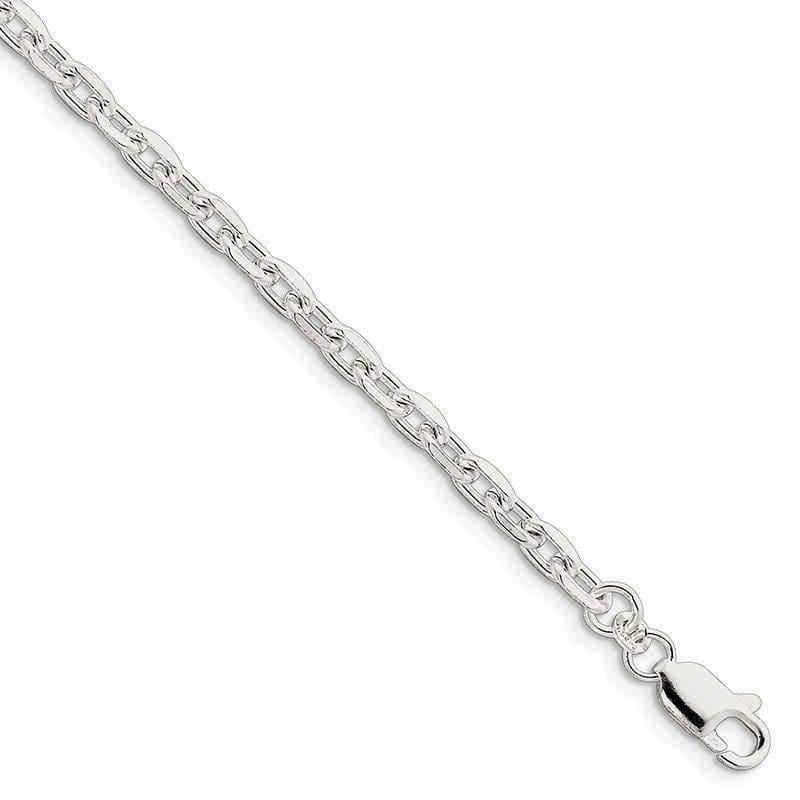 Sterling Silver 4.90mm Beveled Oval Cable Bracelet - Seattle Gold Grillz