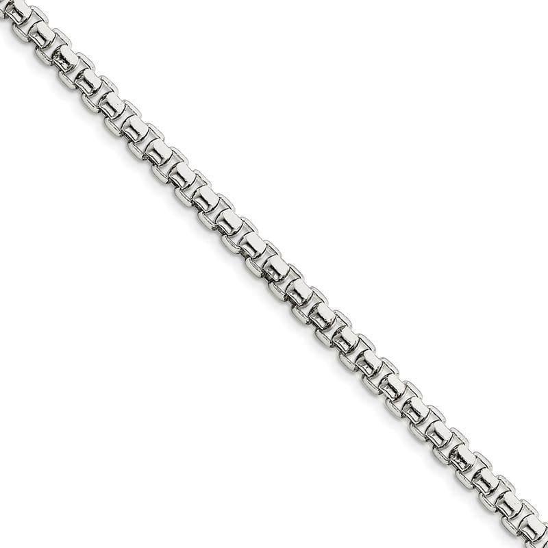 Sterling Silver 5.20mm Round Box Bracelet | Weight: 22.65 grams, Length: 8.5mm, Width: 5.2mm - Seattle Gold Grillz
