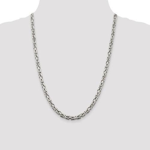 Sterling Silver 5mm Square Byzantine Chain - Seattle Gold Grillz