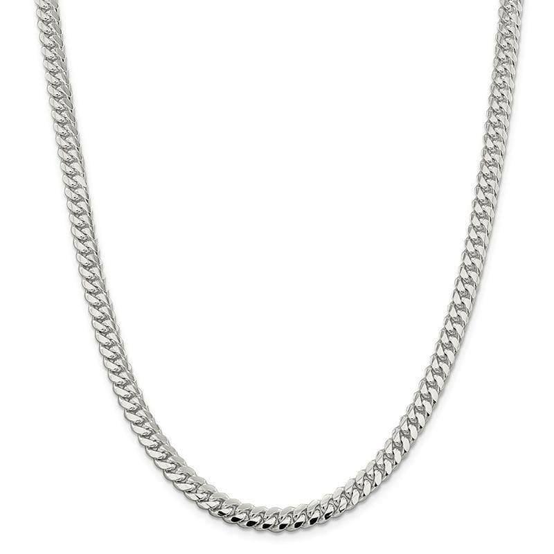 Sterling Silver 6.4mm Polished Domed Curb Chain - Seattle Gold Grillz