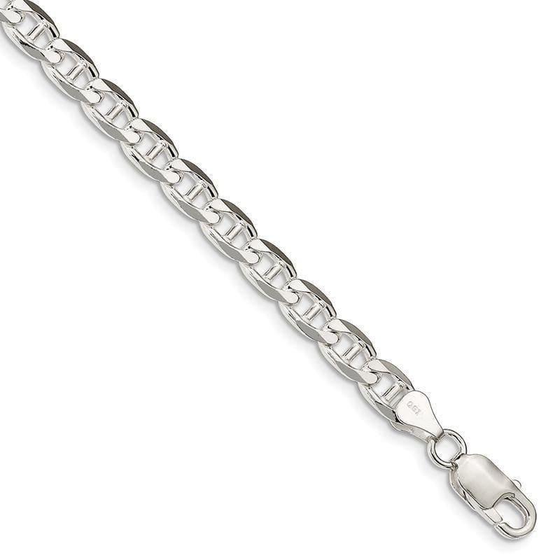 Sterling Silver 6.5mm Anchor Bracelet - Seattle Gold Grillz