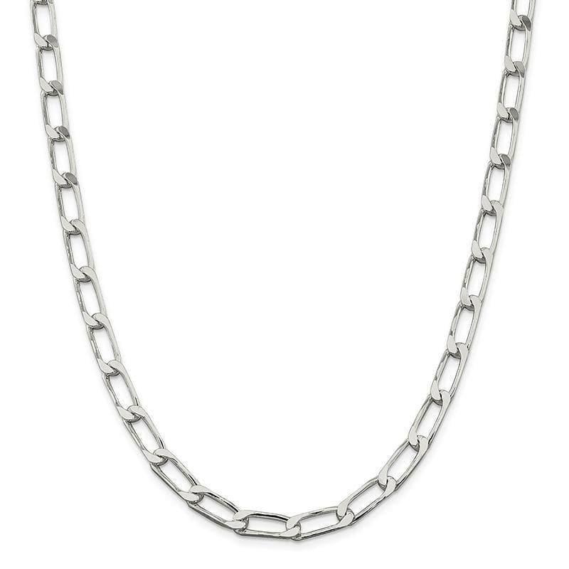 Sterling Silver 6.5mm Polished Long Curb Chain - Seattle Gold Grillz