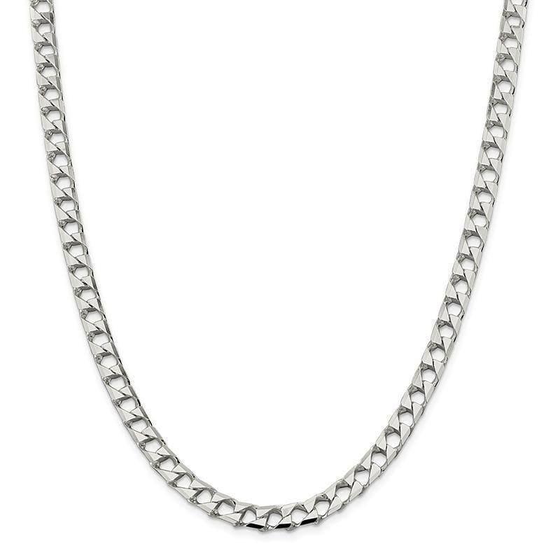 Sterling Silver 6.75mm Polished Open Curb Chain - Seattle Gold Grillz