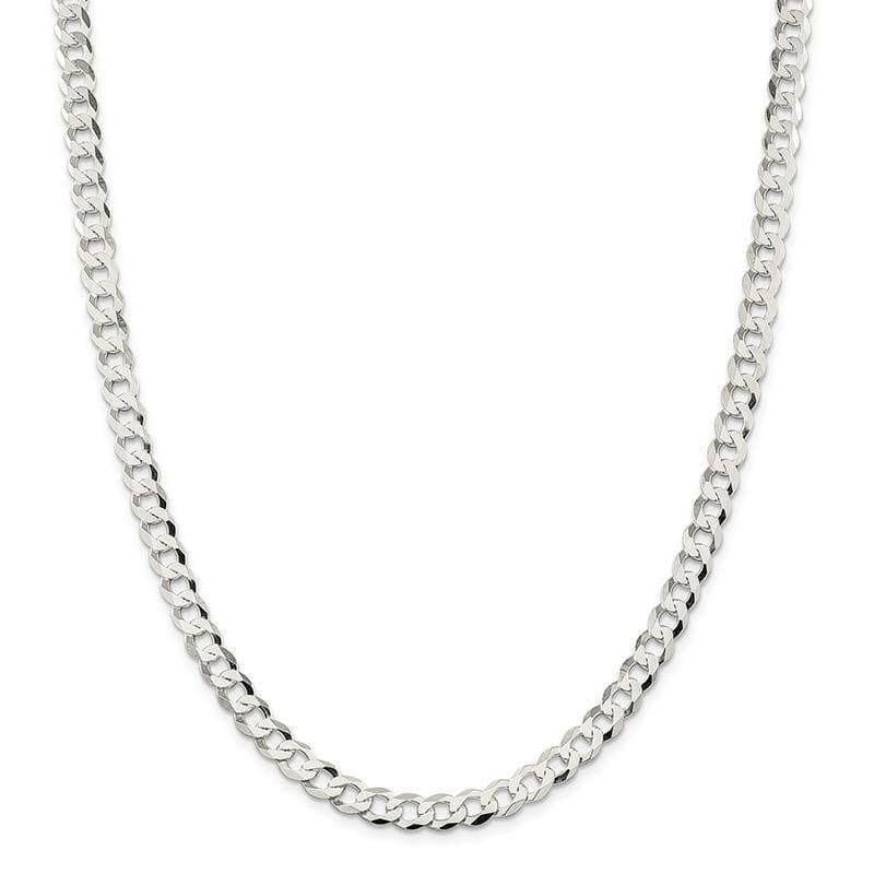 Sterling Silver 6.8mm Close Link Flat Curb Chain - Seattle Gold Grillz