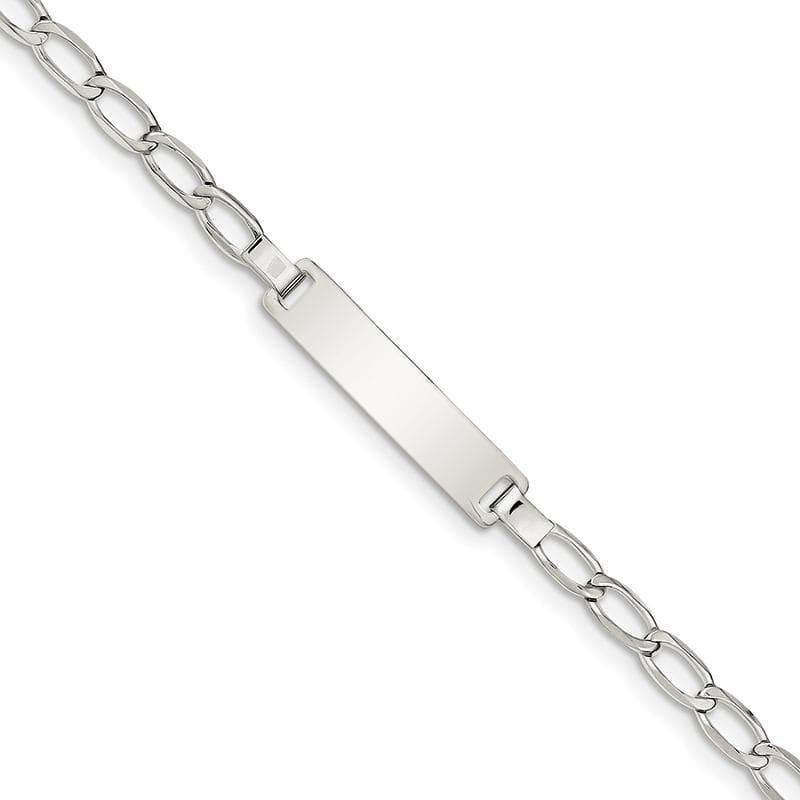 Sterling Silver 6inch Polished Engraveable Childrens ID Bracelet - Seattle Gold Grillz