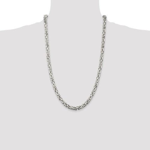 Sterling Silver 6mm Square Byzantine Chain - Seattle Gold Grillz