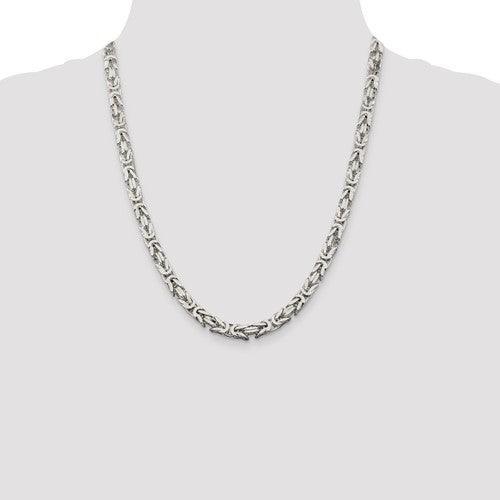 Sterling Silver 6mm Square Byzantine Chain - Seattle Gold Grillz