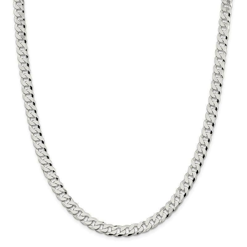 Sterling Silver 7.00mm Beveled Curb Chain - Seattle Gold Grillz