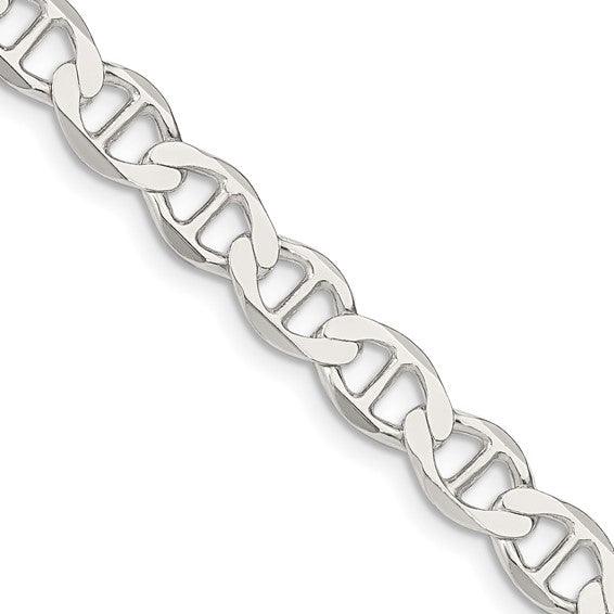 Sterling Silver 7.1mm Semi-Solid Flat Anchor Chain - Seattle Gold Grillz
