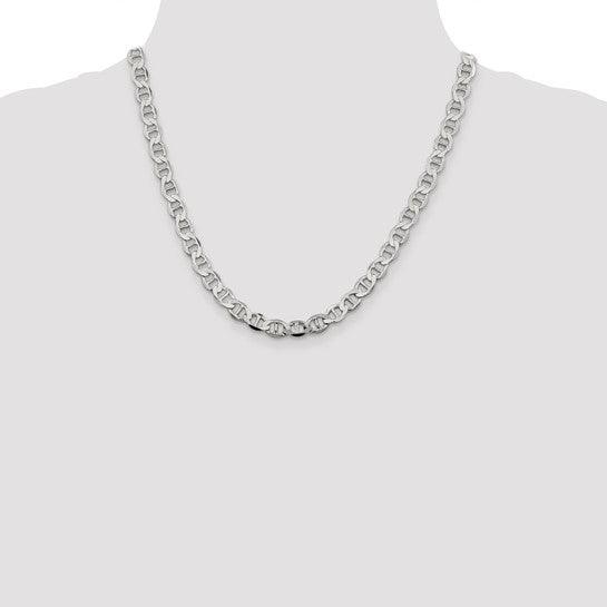 Sterling Silver 7.1mm Semi-Solid Flat Anchor Chain - Seattle Gold Grillz