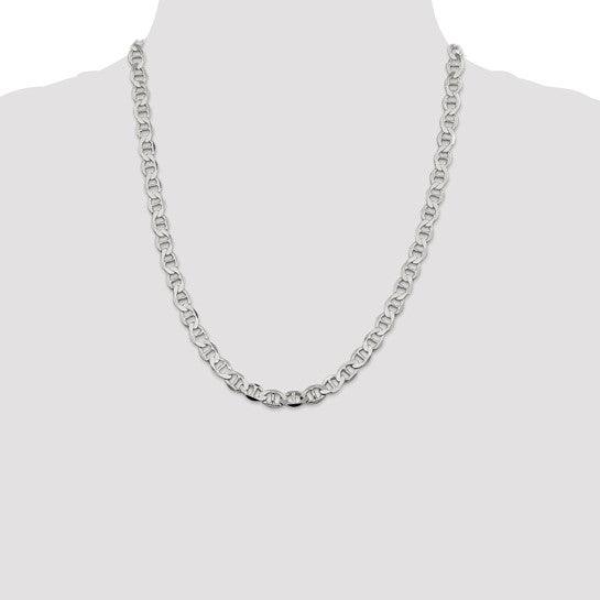 Sterling Silver 7.1mm Semi-Solid Flat Anchor Chain - Seattle Gold Grillz