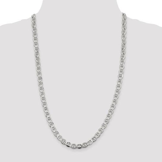 Sterling Silver 7.1mm Semi-Solid Flat Anchor Chain - Seattle Gold Grillz