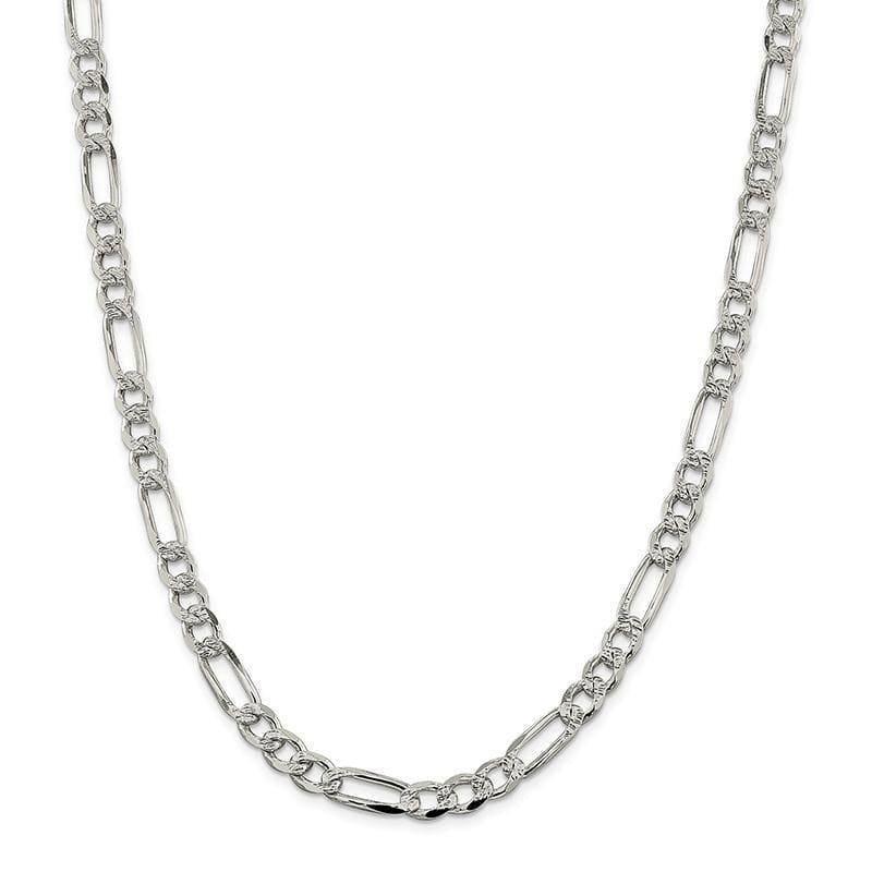 Sterling Silver 7.25mm Pave Figaro Chain - Seattle Gold Grillz