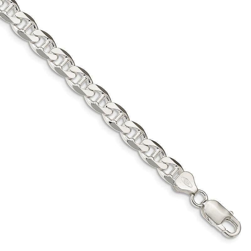 Sterling Silver 7.4mm Flat Anchor Bracelet - Seattle Gold Grillz