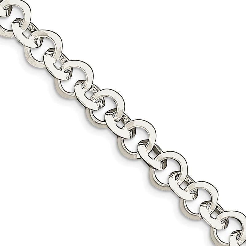 Sterling Silver 7.5inch Polished Fancy Circular Link Bracelet | Weight: 19.29 grams, Length: 7.5mm, Width: mm - Seattle Gold Grillz