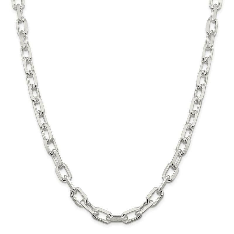 Sterling Silver 7.5mm Fancy Diamond-cut Open Link Cable Chain - Seattle Gold Grillz