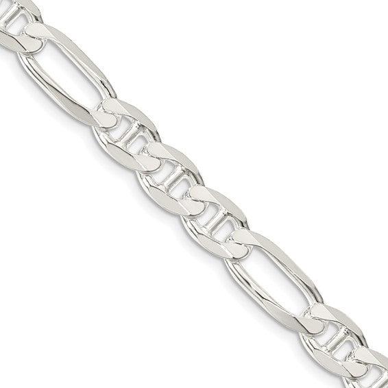 Sterling Silver 7.5mm Figaro Anchor Chain - Seattle Gold Grillz