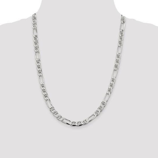 Sterling Silver 7.5mm Figaro Anchor Chain - Seattle Gold Grillz