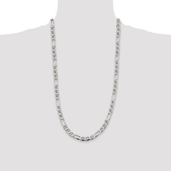 Sterling Silver 7.5mm Figaro Anchor Chain - Seattle Gold Grillz