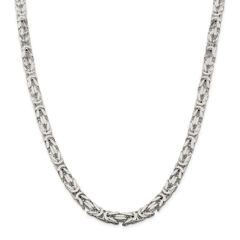 Sterling Silver 7.5mm Square Byzantine Chain - Seattle Gold Grillz