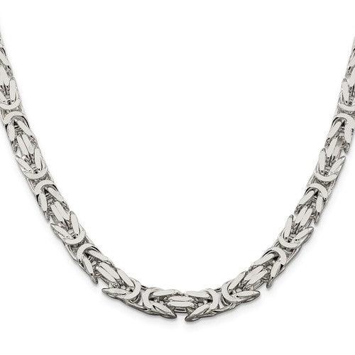 Sterling Silver 7.5mm Square Byzantine Chain - Seattle Gold Grillz