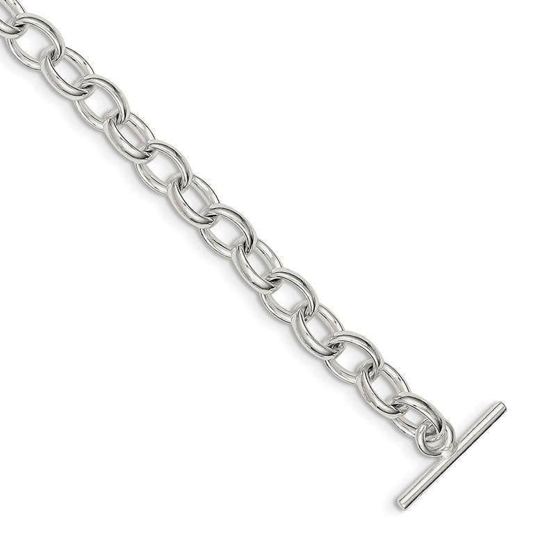 Sterling Silver 7.75inch Polished Fancy Link Toggle Bracelet | Weight: 16.65 grams, Length: 7.75mm, Width: mm - Seattle Gold Grillz